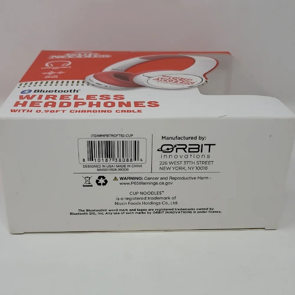 New Nissin Cup Noodles Wireless Headphones Red/White
